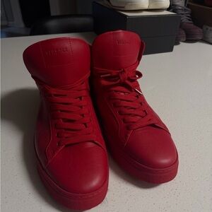 Versace All-Red High-Top Leather Sneakers